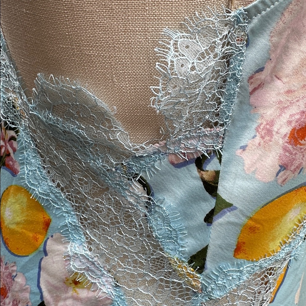 VICTORIA’S SECRET | Women’s M Light Blue Lemon Floral Chemise Slip Lace Dress - Picture 10 of 10